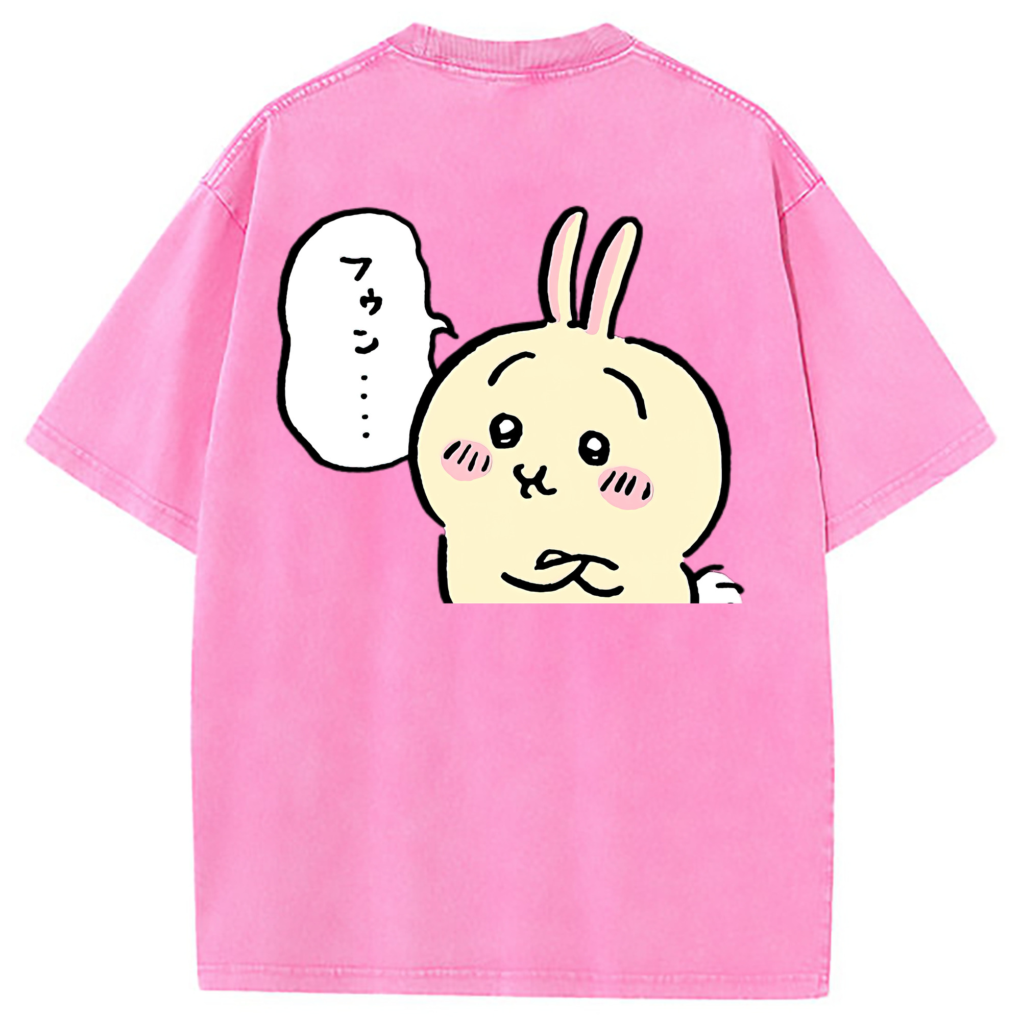 （画像用） ちいかわ うさぎ Chii-kawa usagi 綿100% ヴィンテージ風 半袖Tシャツ（背面プリント）